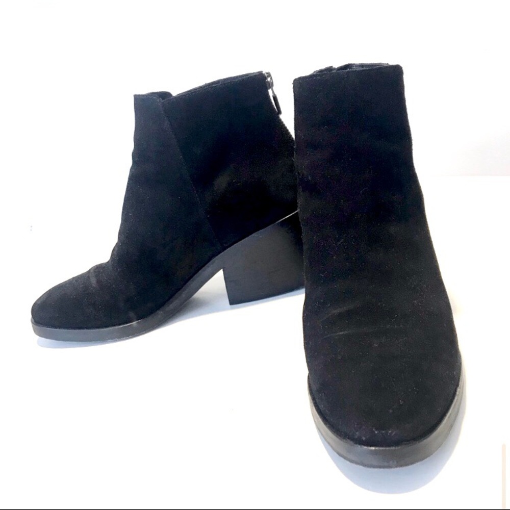 EILEEN FISHER Black Ankle Boots Suede Block Heel 9 - Picture 4 of 6
